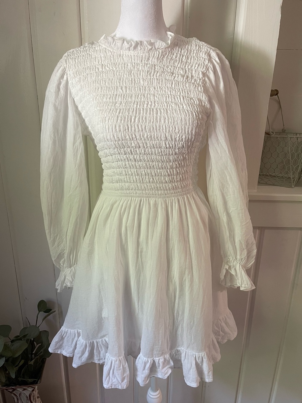 Petal & Pup White Cotton Long Sleeve Dress